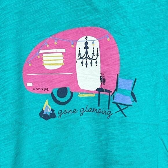 NWT Escape by Habitat Gone Glamping Peacock Print Top Sz L/XL - Picture 3 of 6